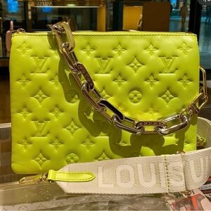 Louis Vuitton Coussin PM vert acid fluorescent yellow